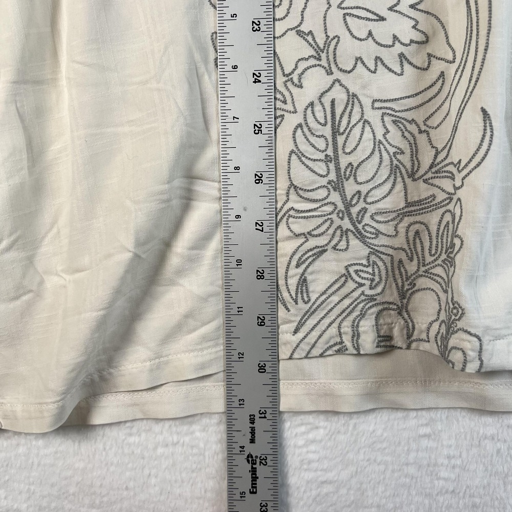 Tommy Bahama Shirt Mens 3XL Cream Silk Floral Embroidered Camp Hawaiian - Picture 8 of 10